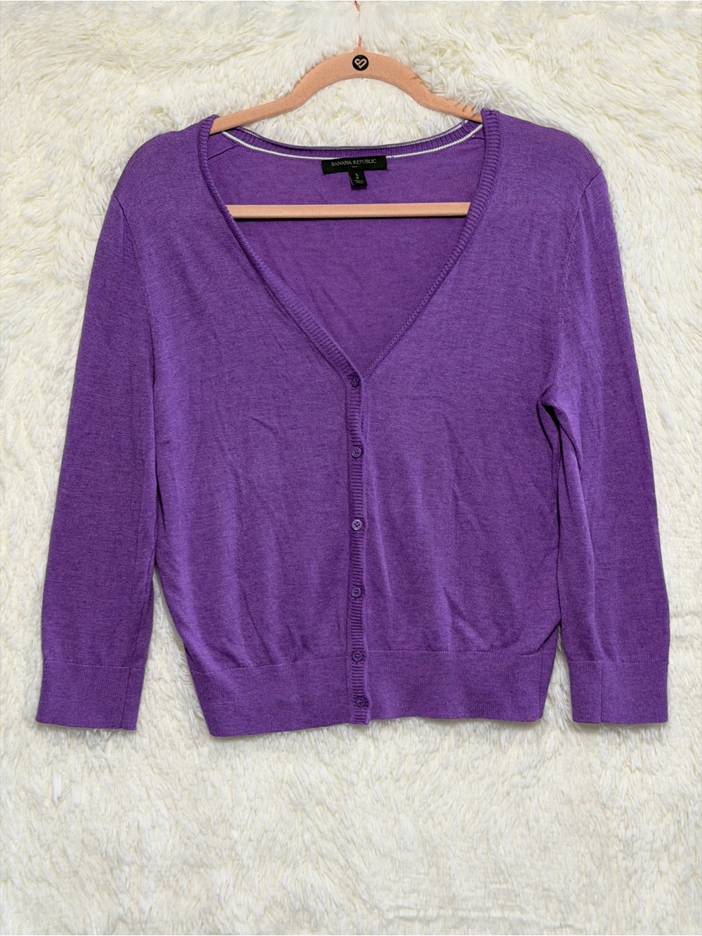Banana Republic Womens Classic Button Up Knit Cardigan Size SP Purple Teacher